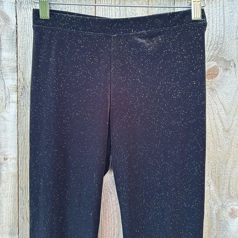 Crewcuts Girls Velour Black Gold Sparkle Leggings